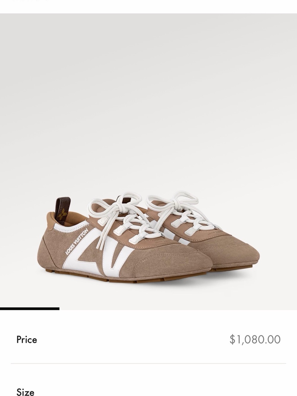 Louis Vuitton Tan and White LV Logo Lace-Up Sneakers
